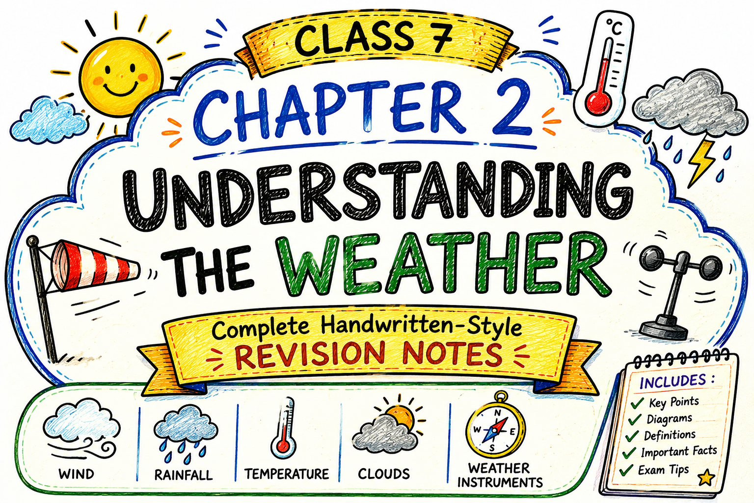 CHAPTER 2 UNDERSTANDING THE WEATHER Class 7 • Complete Handwritten-Style Revision Notes